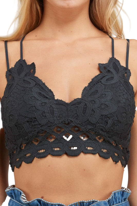 Kvinders Bralette med Dobbelte Stropper og Blonder 0