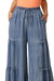 Kvinders Bred Bukser Med Rynker Vasket Denim 0