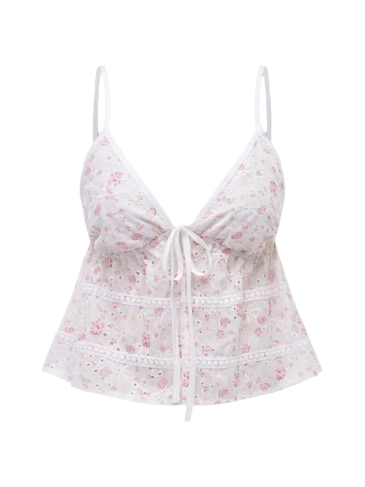 Kvinders Cami Top Blomsterprint Knyttet Polyester Spandex 0