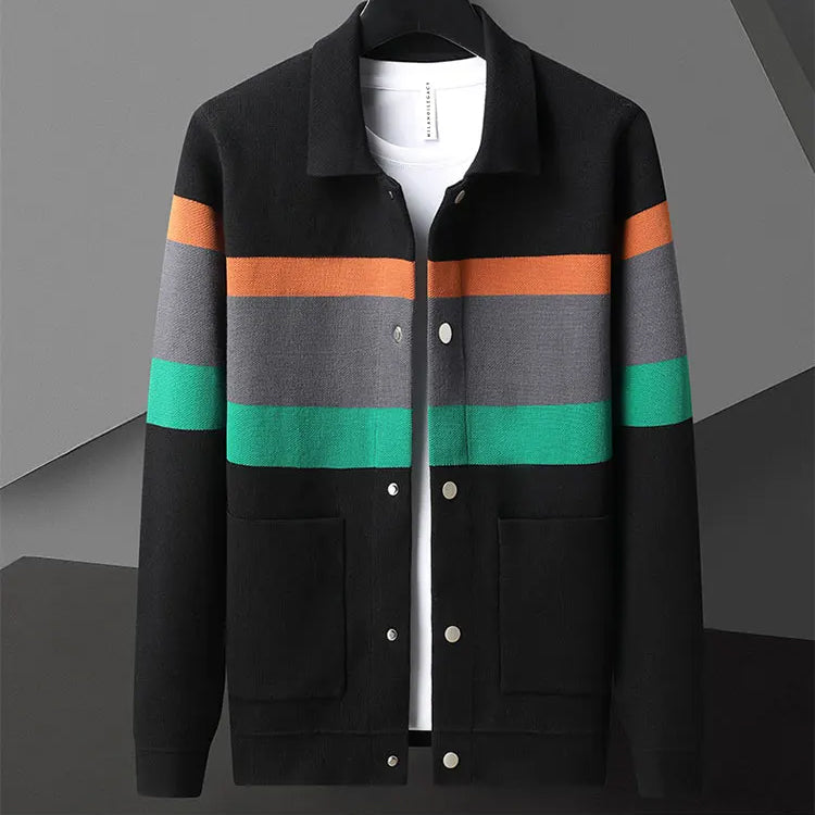 Kvinders Cardigan Med Polokrave Og Stribedekoration 2