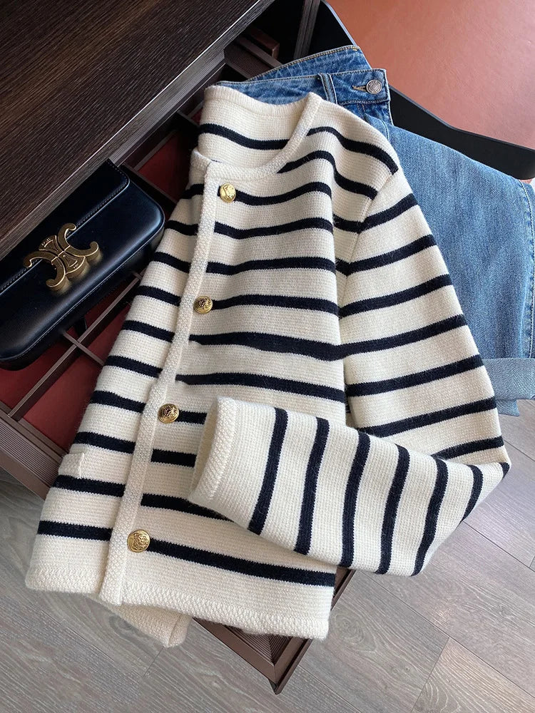 Kvinders Cardigan O-hals Strikket Langærmet Casual 1
