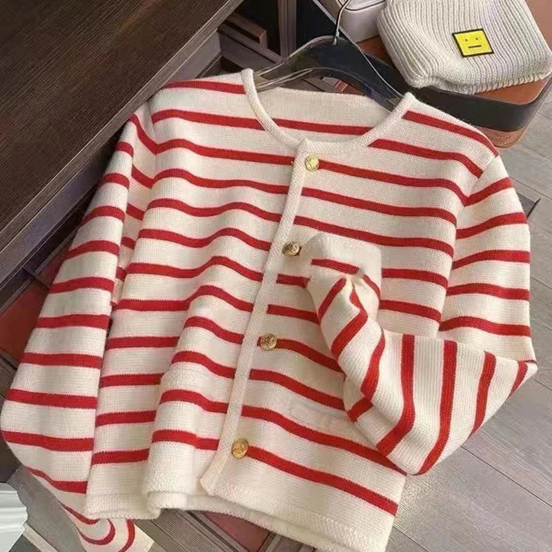 Kvinders Cardigan O-hals Strikket Langærmet Casual 2