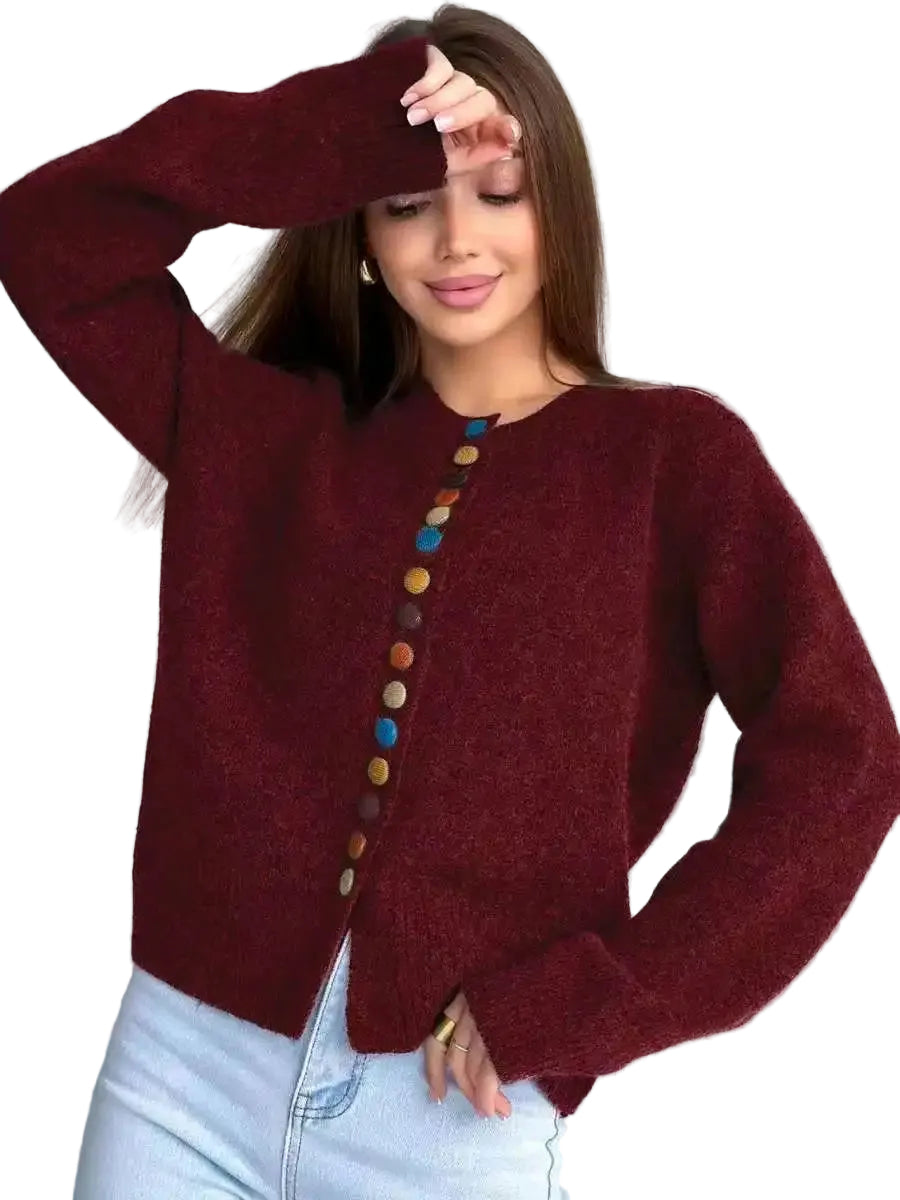 Kvinders Cardigan med Knap Accent Vest-inspireret Stil 0