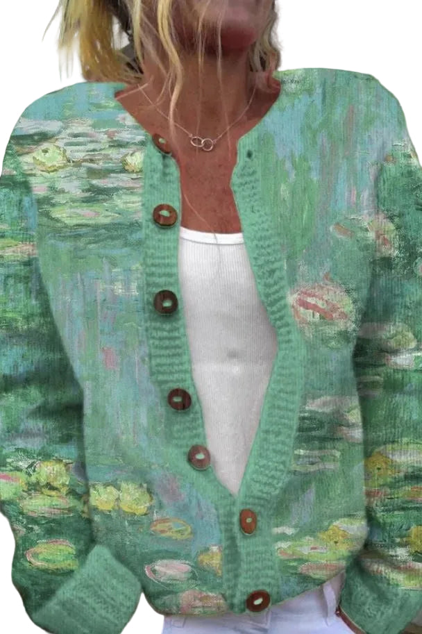 Kvinders Cardigan med Kunstnerisk Design 0