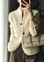 Kvinders Cardigan med Ståkrave og Knapper i Cashmere Blend 0