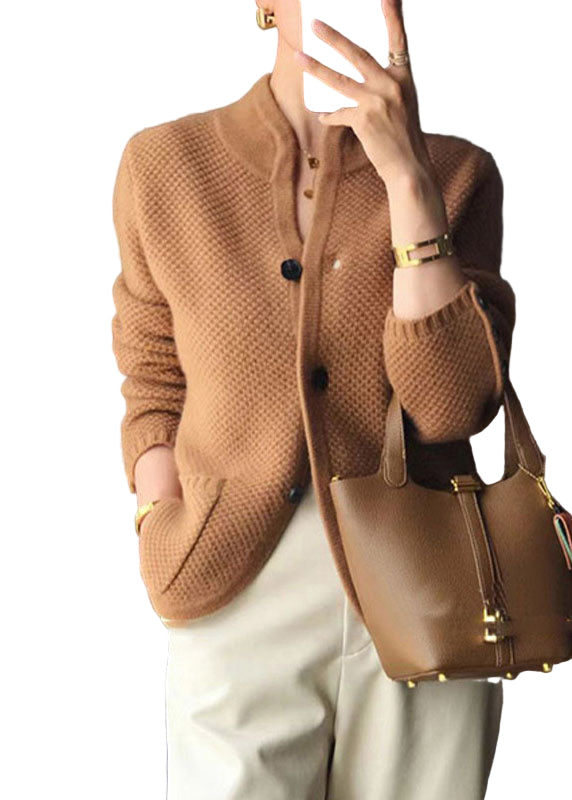 Kvinders Cardigan med Ståkrave og Knapper i Cashmere Blend 1