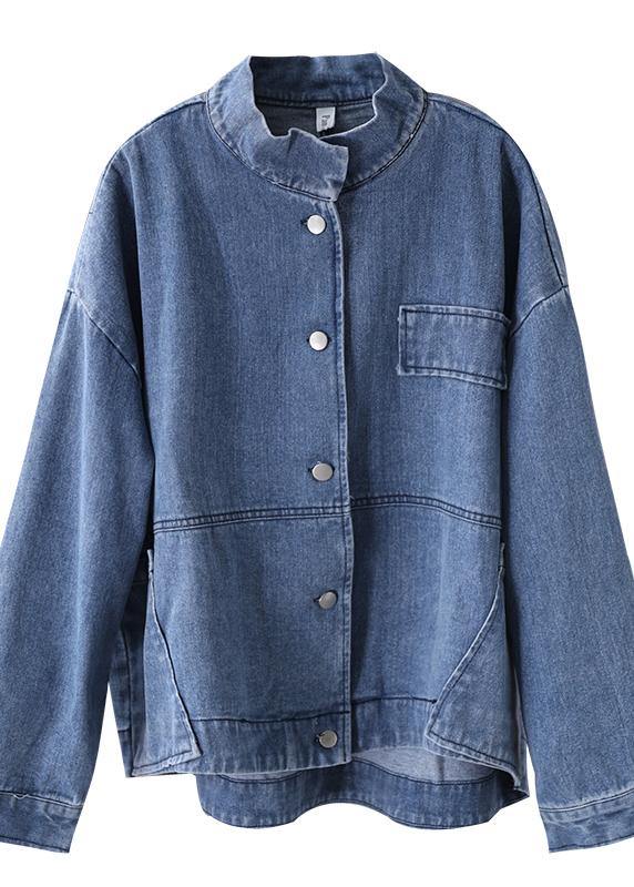 Kvinders Casual Denim Jakke med Ståkrave 4