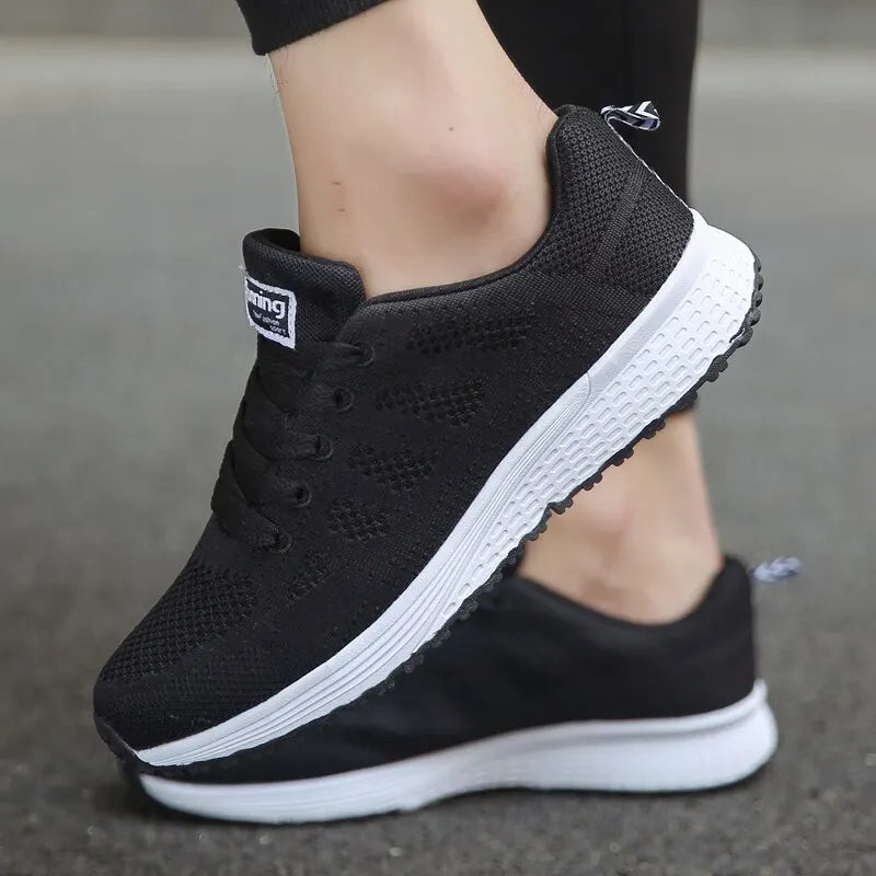 Kvinders Casual Sko Åndbar Mesh Flade Sneakers 3
