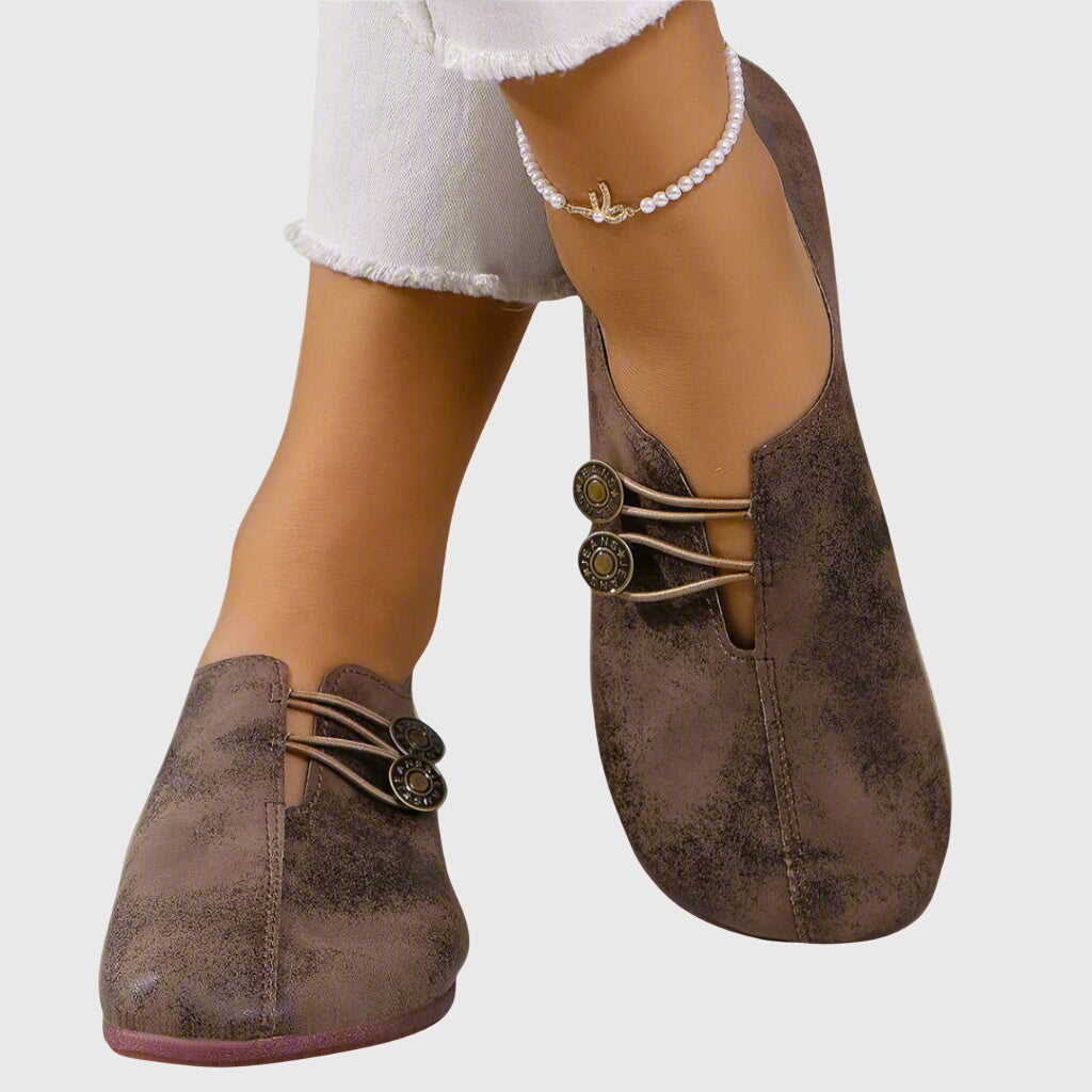 Kvinders Casual Slip-On Flats med Knapdetalje 1