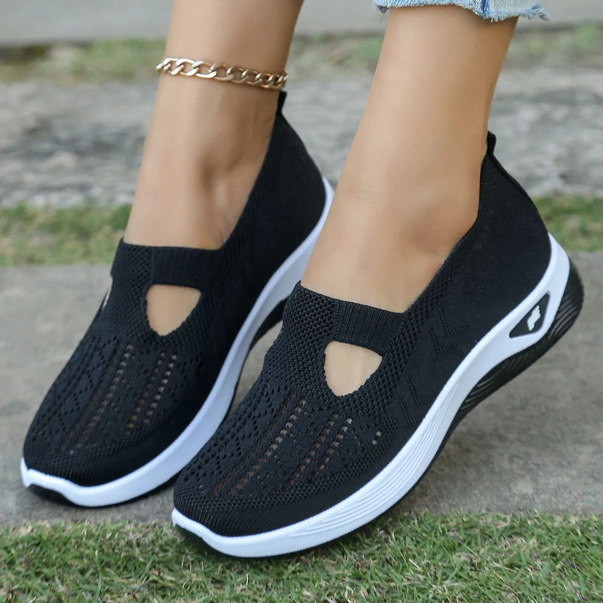 Kvinders Casual Sneakers Letvægts Åndbart Stof Flad Sål 13
