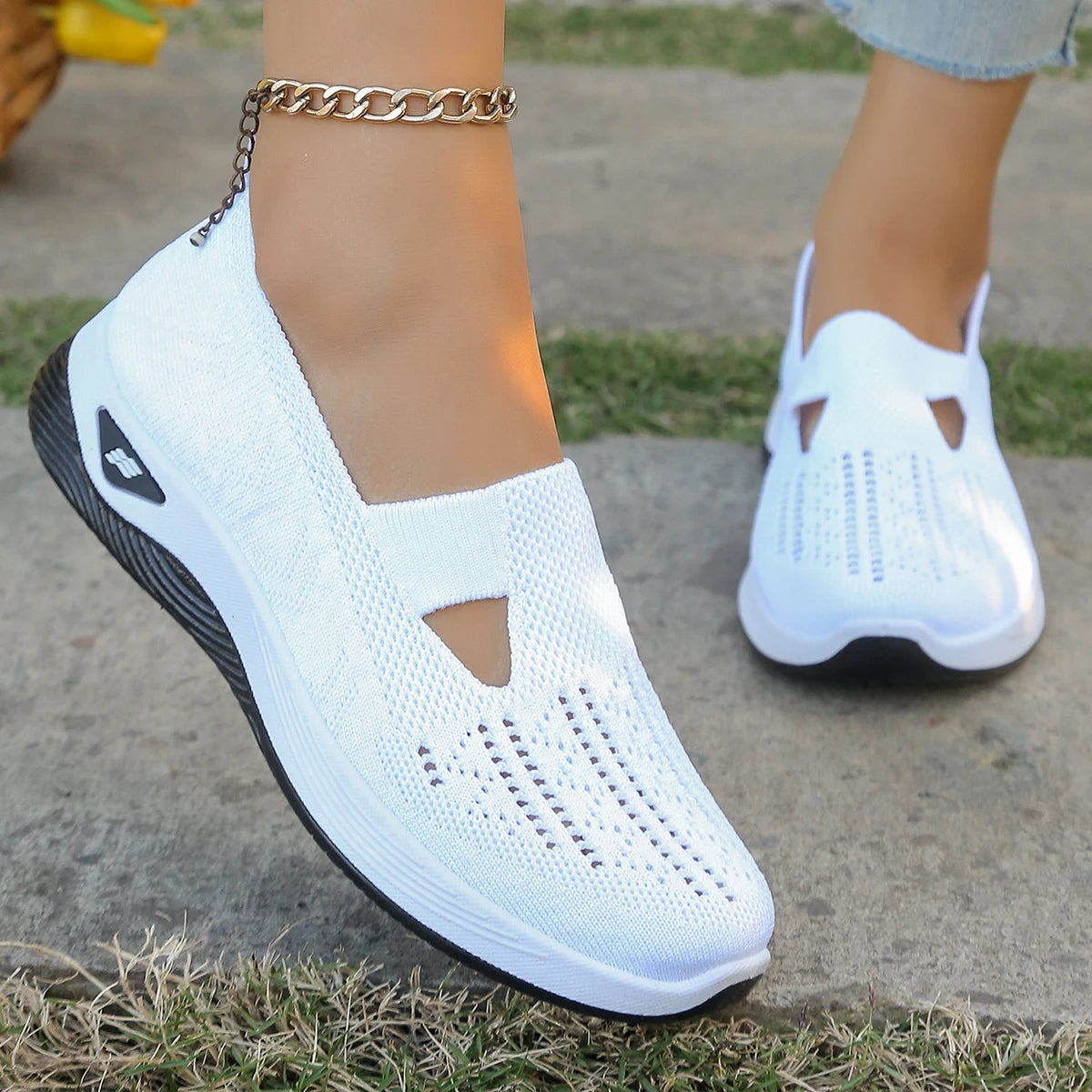 Kvinders Casual Sneakers Letvægts Åndbart Stof Flad Sål 16