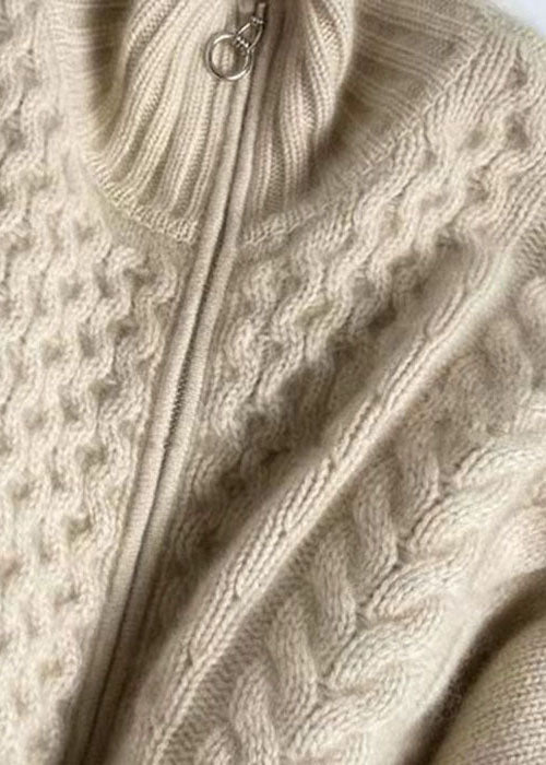 Kvinders Casual Uld Knit Jakke med Lynlås 4