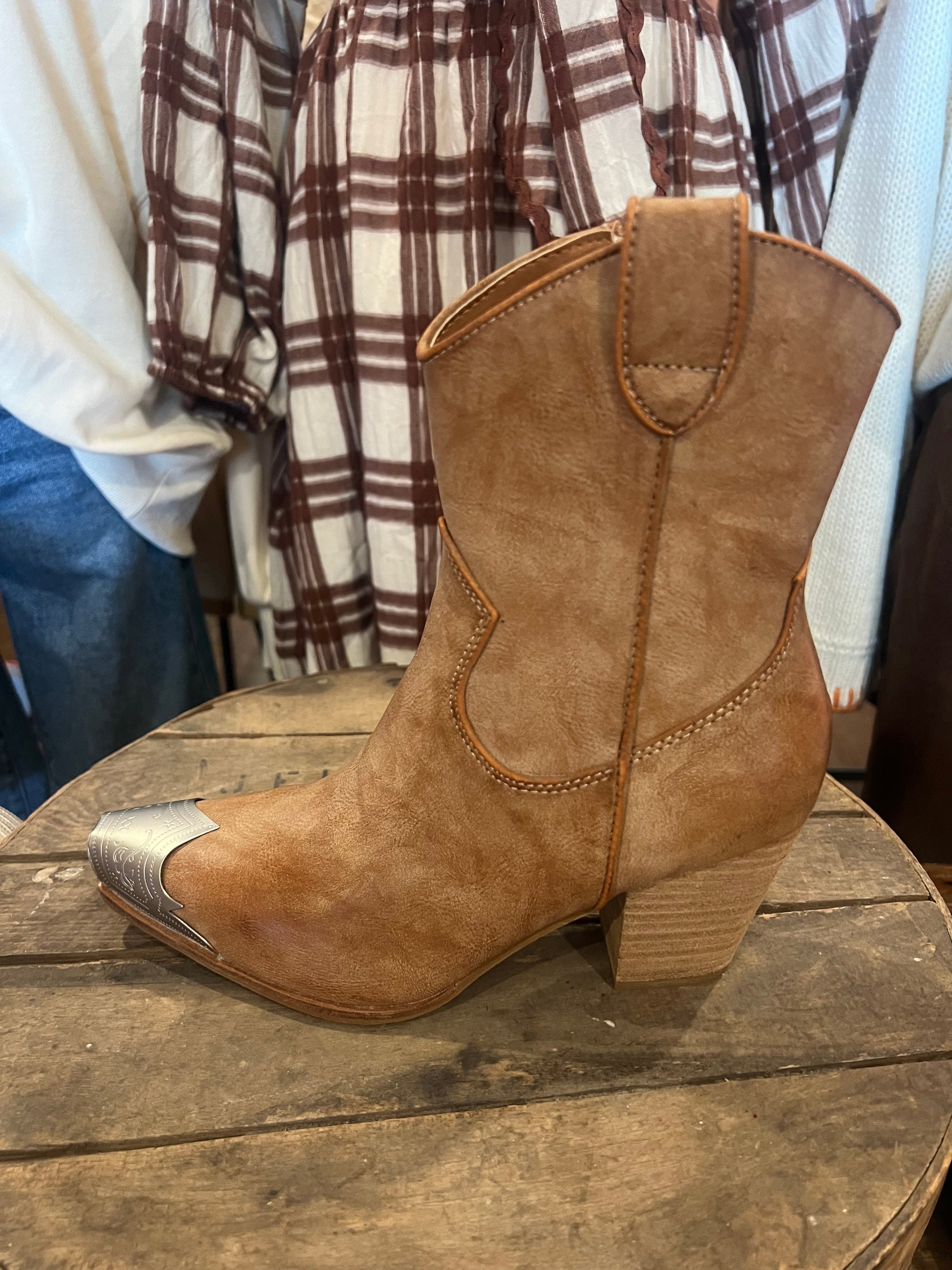 Kvinders Casual Western Støvler i Nude 1