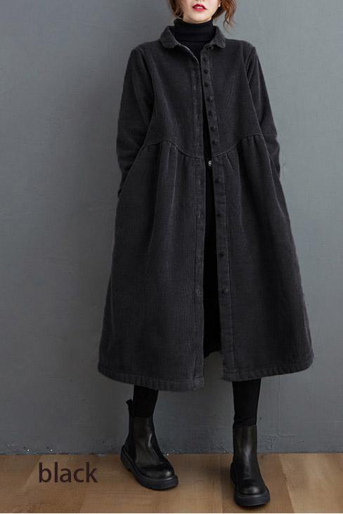 Kvinders Corduroy Frakke Casual med Praktiske Lommer 1