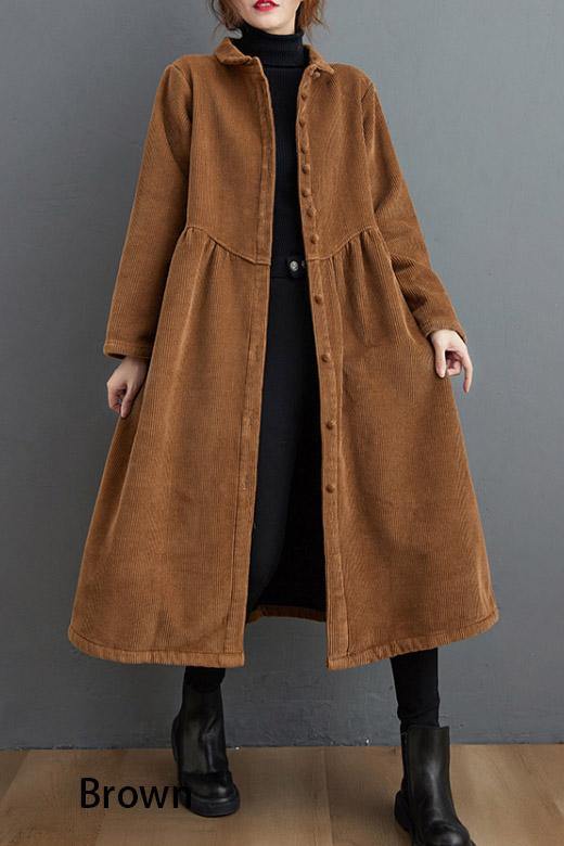 Kvinders Corduroy Frakke Casual med Praktiske Lommer 3