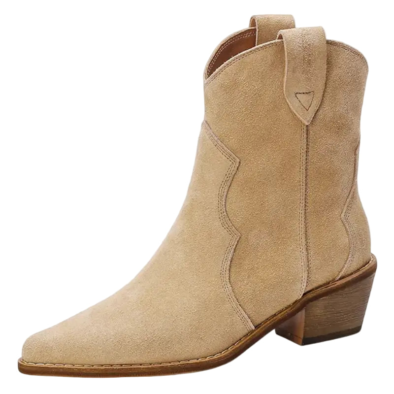 Kvinders Cowboy Støvler Suede Beige 0
