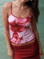 Kvinders Crop Top Blomsterprint Rygløs Spaghetti Strop 1