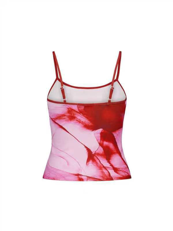 Kvinders Crop Top Blomsterprint Rygløs Spaghetti Strop 2