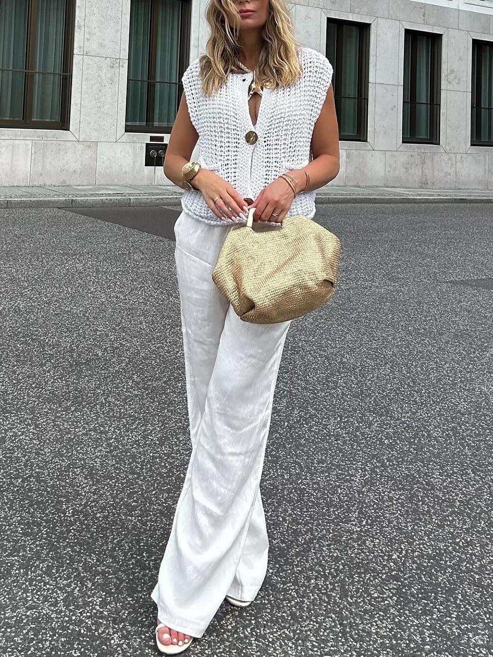 Kvinders Cropped Cardigan Ærmeløs Casual Moderne 4