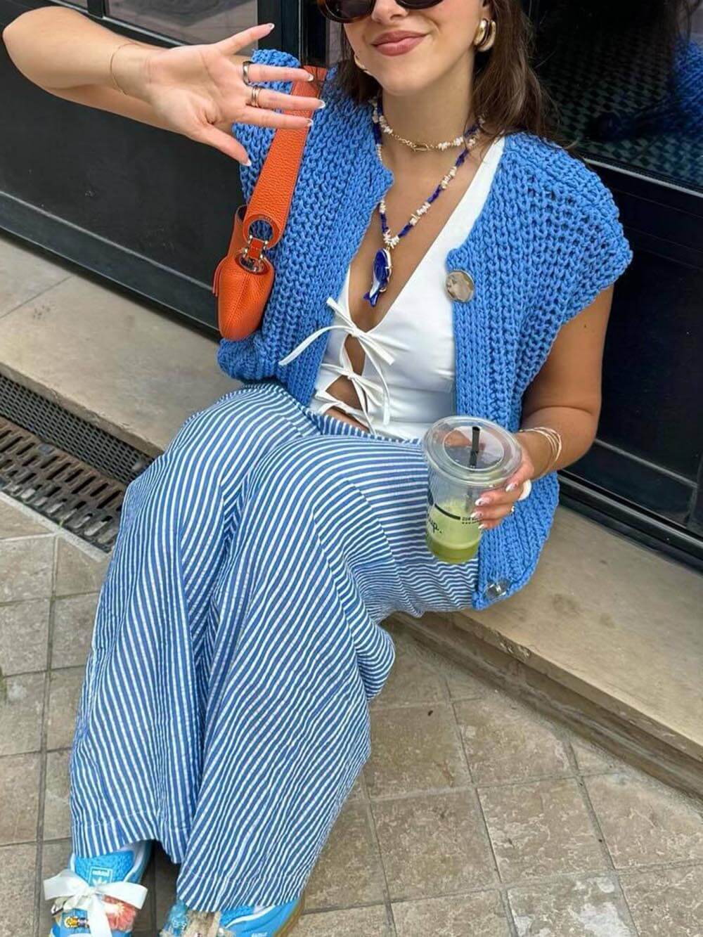 Kvinders Cropped Cardigan Ærmeløs Casual Moderne 5