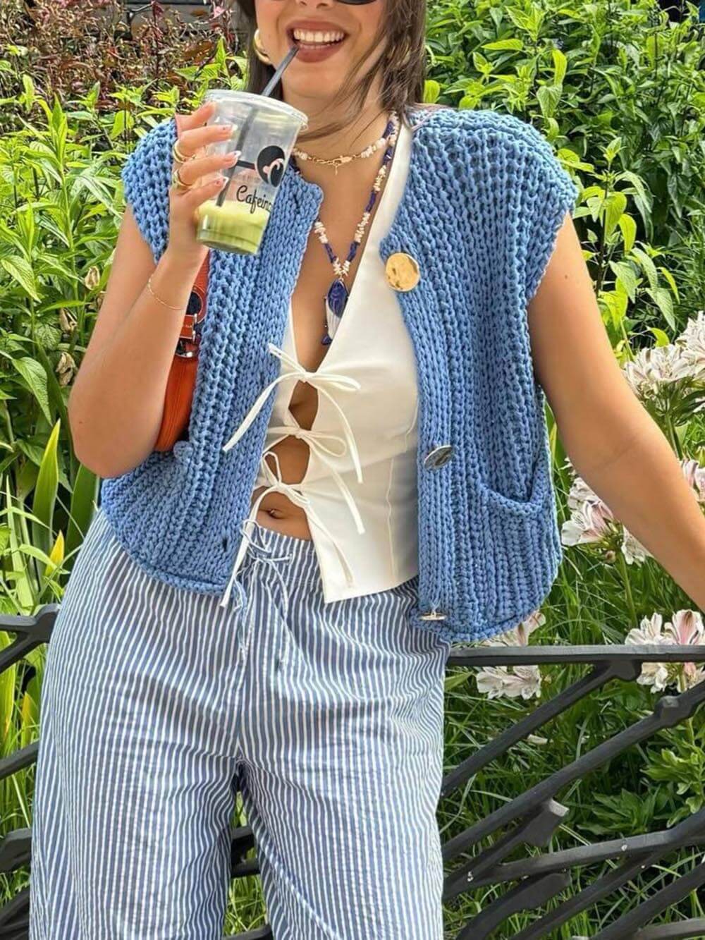 Kvinders Cropped Cardigan Ærmeløs Casual Moderne 8