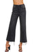 Kvinders Cropped Jeans Høj Talje Vasket Sort 0