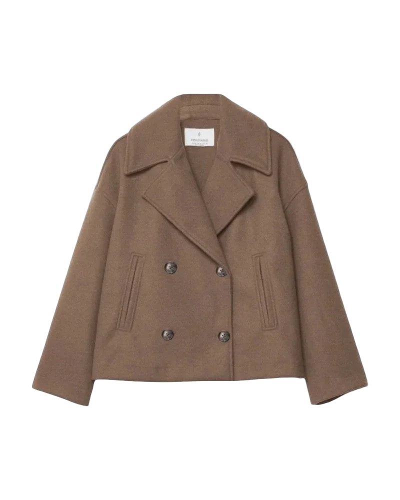 Kvinders Cropped Peacoat Dobbeltradet Stil 0