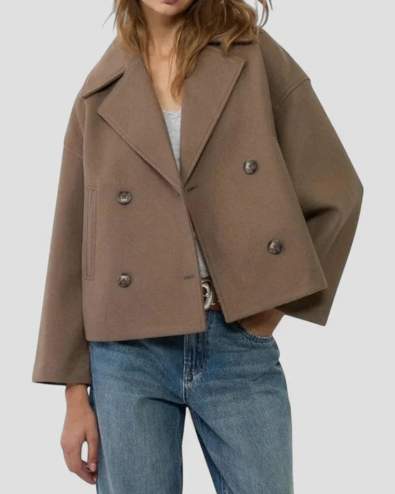 Kvinders Cropped Peacoat Dobbeltradet Stil 1