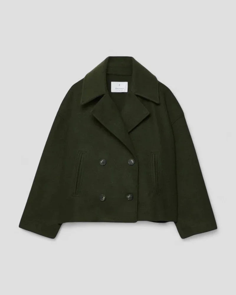 Kvinders Cropped Peacoat Dobbeltradet Stil 4