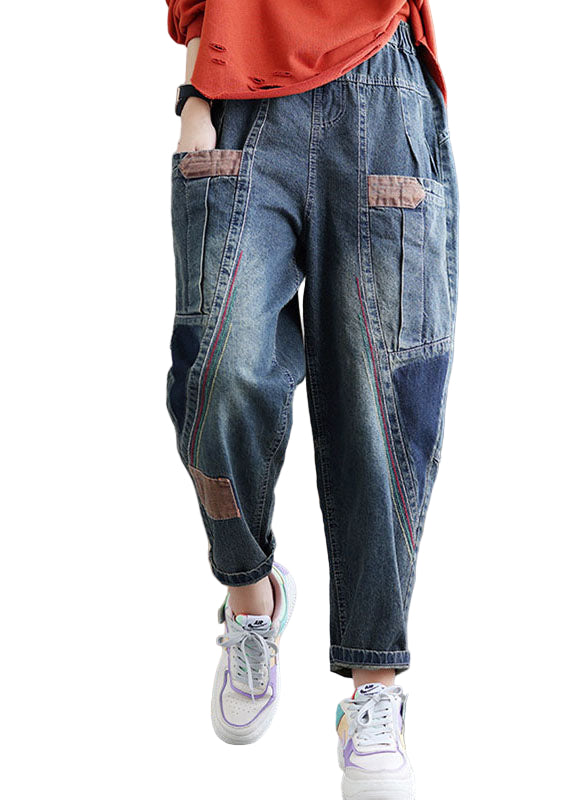 Kvinders Denim Bukser med Lommer og Patchwork 0