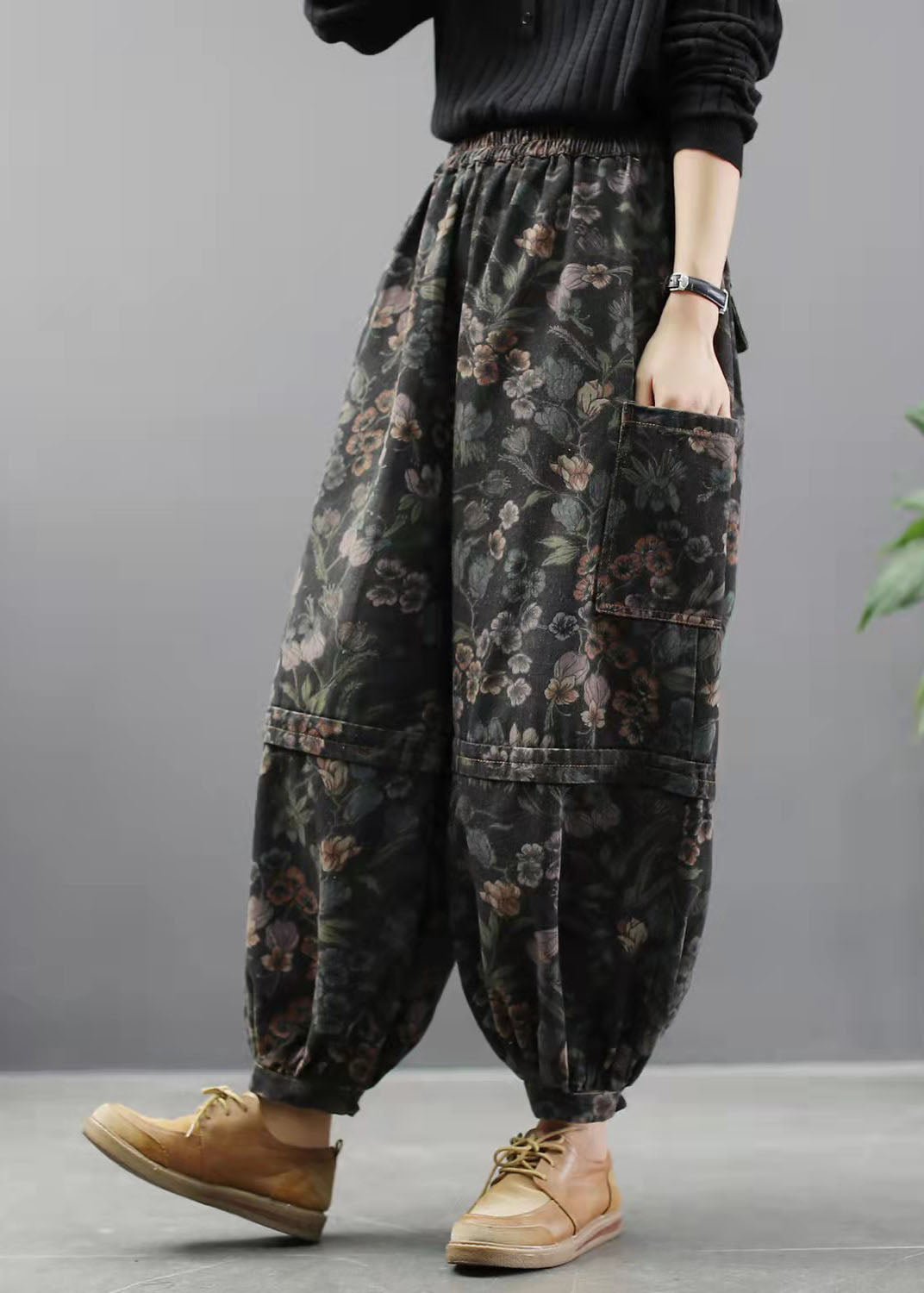 Kvinders Denim Bukser med Print og Lanterne Stil 2
