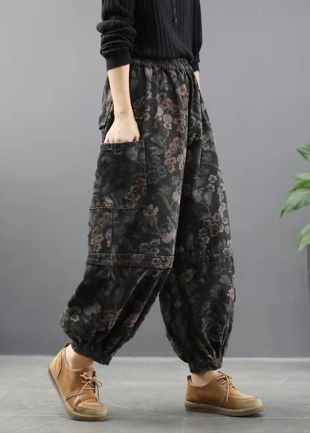 Kvinders Denim Bukser med Print og Lanterne Stil 3