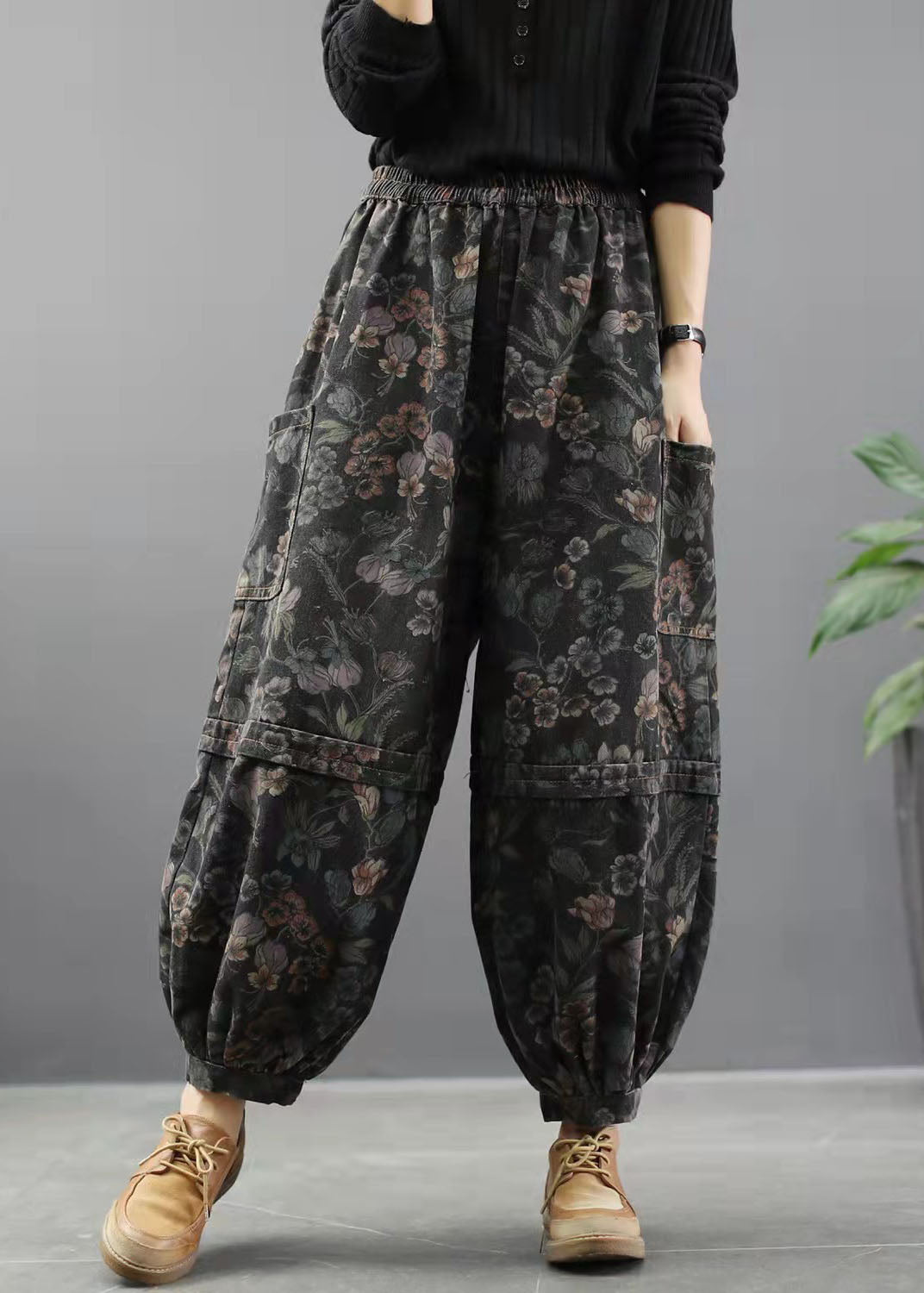 Kvinders Denim Bukser med Print og Lanterne Stil 4