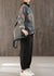 Kvinders Denim Frakke med Retro Print og Knapper 4