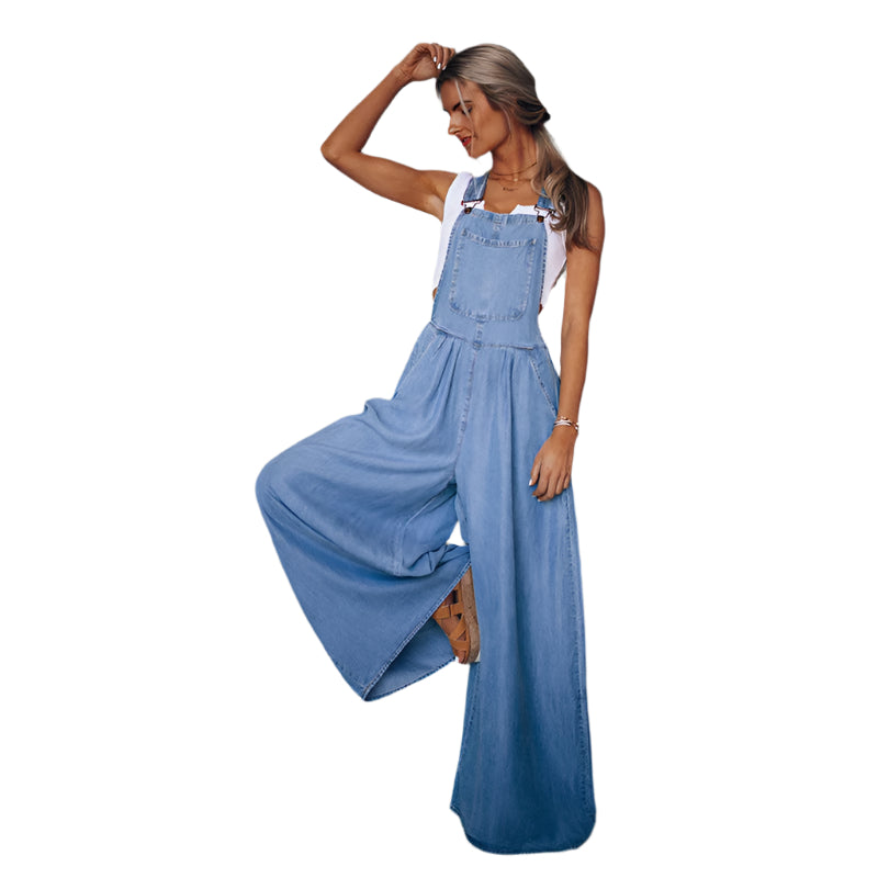 Kvinders Denim Jumpsuit Stilig Design 0