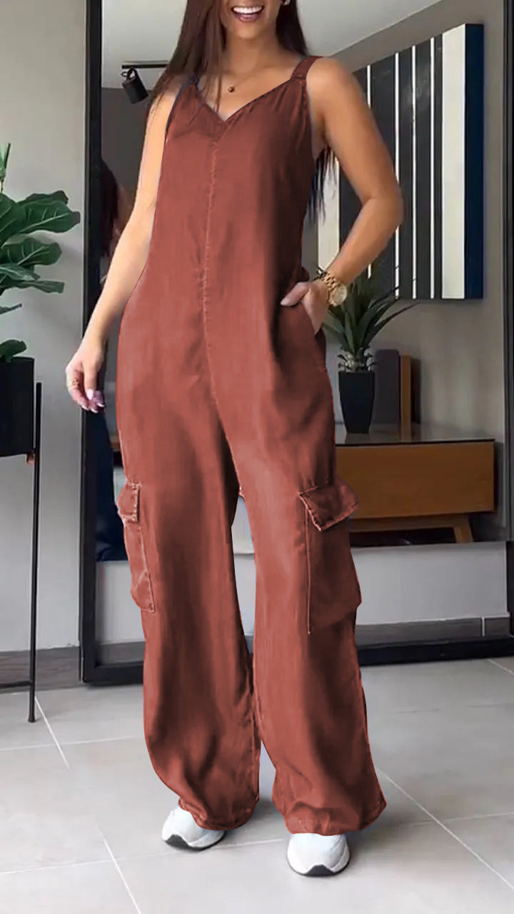 Kvinders Denim Jumpsuit V-Hals Komfortabel 11