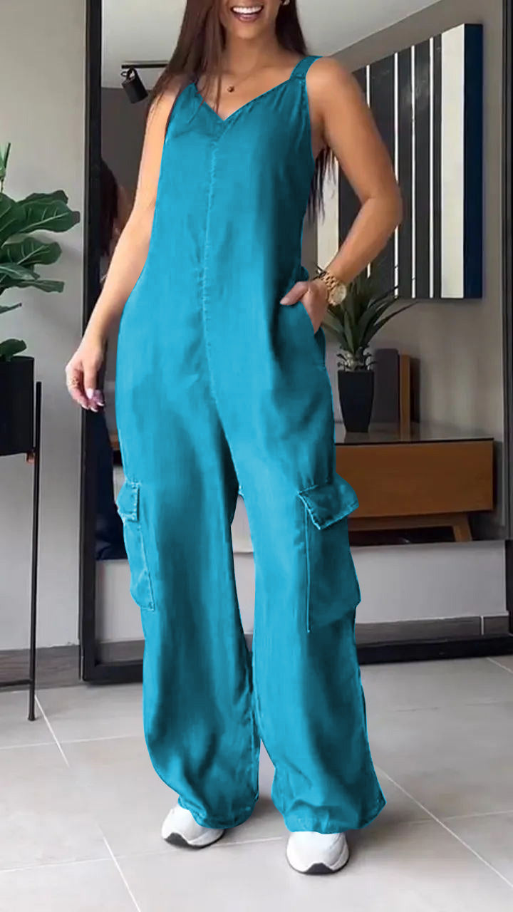 Kvinders Denim Jumpsuit V-Hals Komfortabel 7