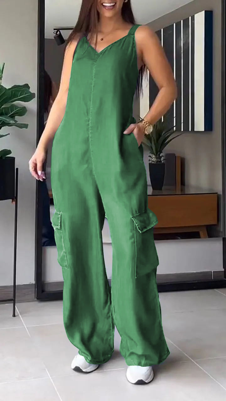 Kvinders Denim Jumpsuit V-Hals Komfortabel 9