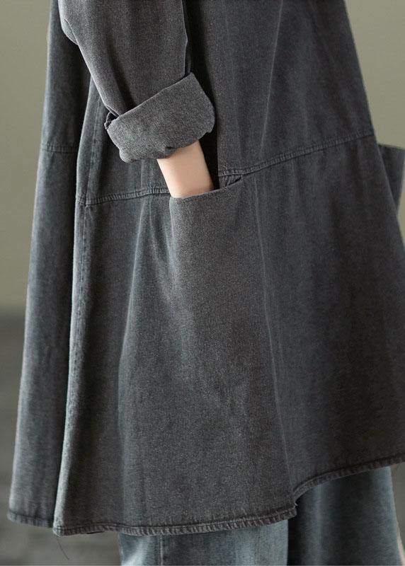 Kvinders Denim Kjole med Lange Ærmer og Lommer 3