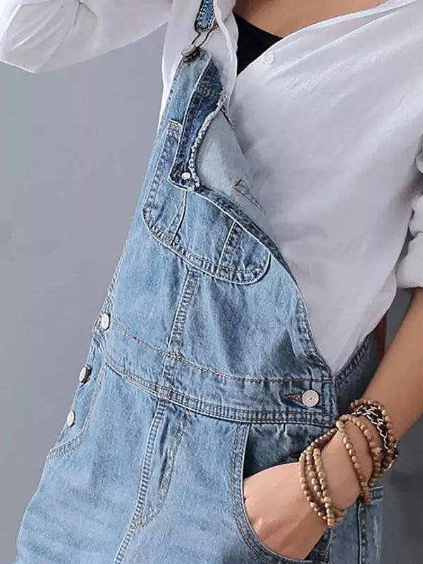 Kvinders Denim Latzkjole Casual 5