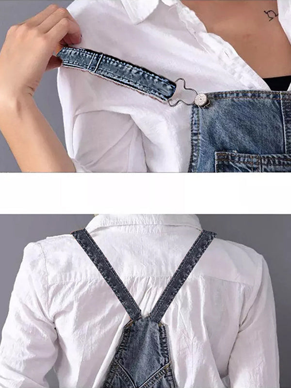 Kvinders Denim Latzkjole Casual 7