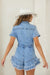 Kvinders Denim Romper Med Knapper Og Frayed Hem 3