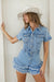 Kvinders Denim Romper Med Knapper Og Frayed Hem 7