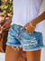 Kvinders Denim Shorts Ripped Fringed Mid Waist Polyester 2
