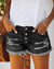 Kvinders Denim Shorts Ripped Fringed Mid Waist Polyester 5