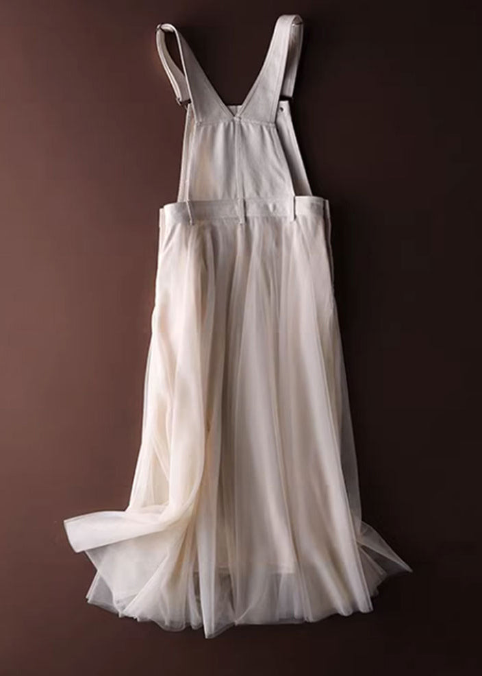 Kvinders Denim Strap Dress med Tulle Patchwork 2