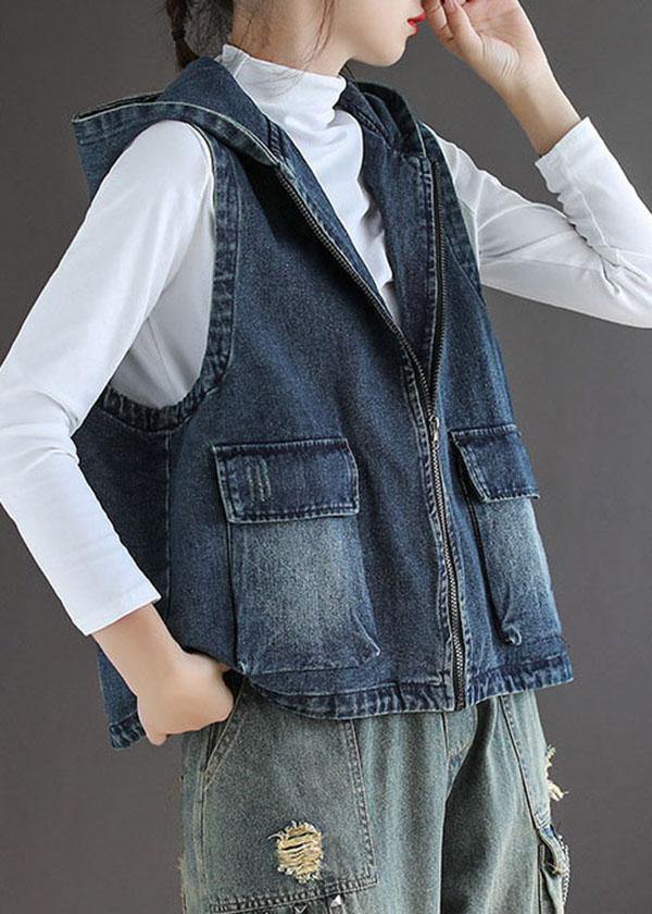 Kvinders Denim Veste med Lynlås og Lommer 1