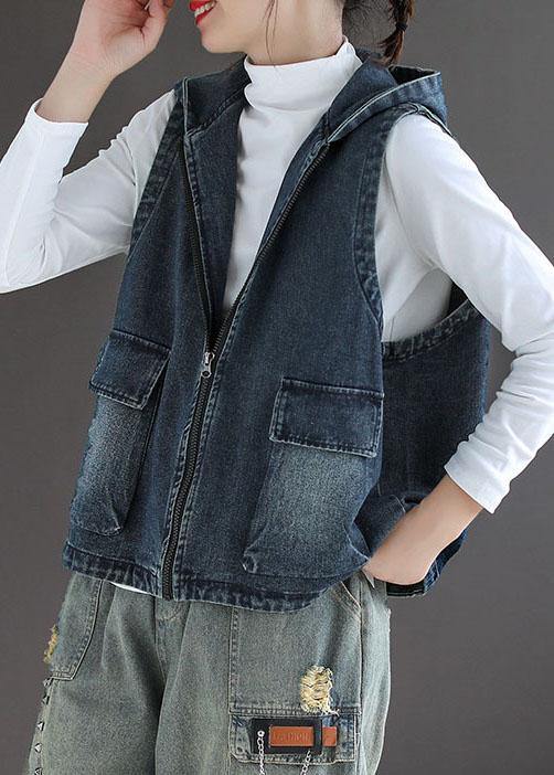 Kvinders Denim Veste med Lynlås og Lommer 2