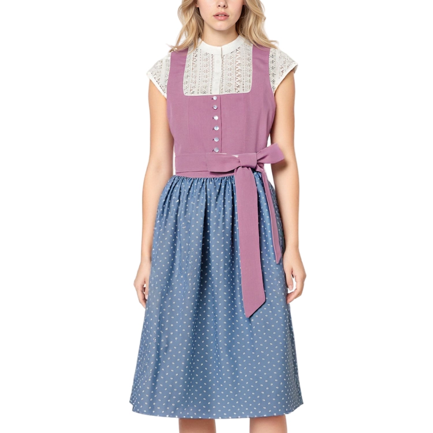 Kvinders Dirndl Kjole Traditionel Stil med Forklæde i 100% Bomuld 0