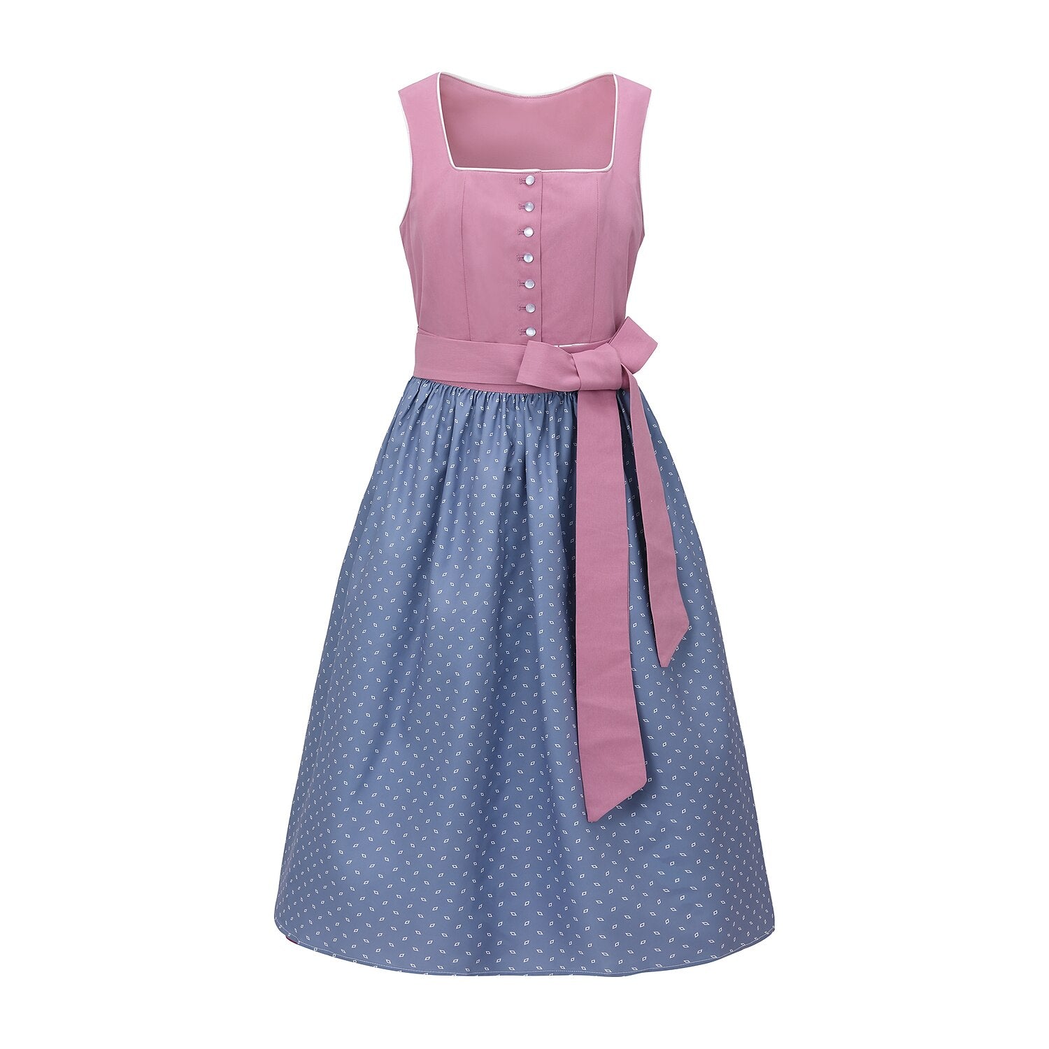 Kvinders Dirndl Kjole Traditionel Stil med Forklæde i 100% Bomuld 1